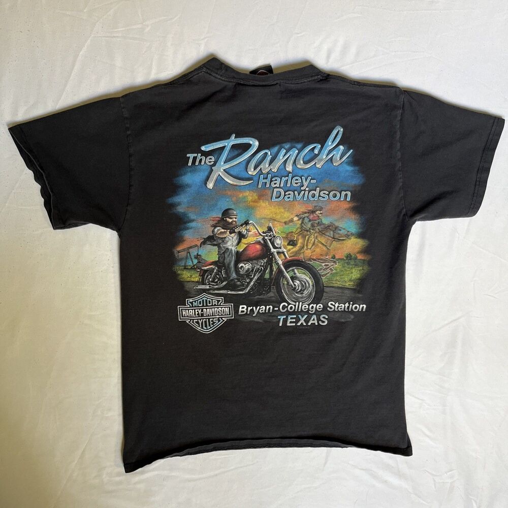 Harley-Davidson The Ranch College Station Texas Graphic T-Shirt Black M Medium